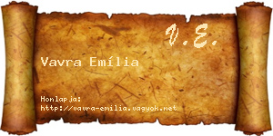 Vavra Emília névjegykártya